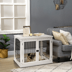 PawHut-Casetta-per-Cani-Fino-30kg-da-Interno-in-Legno-e-Acciaio-58.5x81x-66cm---Bianco