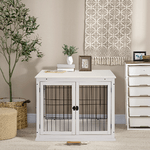 PawHut-Casetta-per-Cani-Fino-30kg-da-Interno-in-Legno-e-Acciaio-58.5x81x-66cm---Bianco