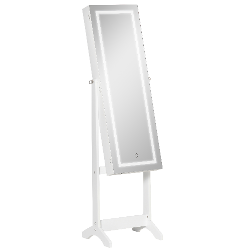 HOMCOM-Specchio-Portagioie-Autoportante-con-Luce-LED-Inclinazione-Regolabile-e-Serratura-46x36.5x151.5cm