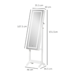 HOMCOM-Specchio-Portagioie-Autoportante-con-Luce-LED-Inclinazione-Regolabile-e-Serratura-46x36.5x151.5cm