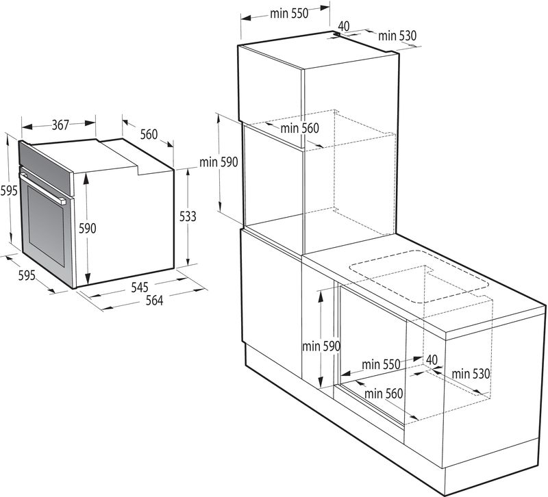 Hisense-BSA66226AX-forno-77-L-3500-W-A-Nero-Grigio-Acciaio-inossidabile