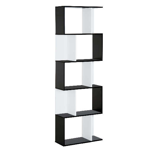 HOMCOM-Libreria-Moderna-5-Ripiani-Pratici-Finitura-Eccellente-Superficie-Liscia-e-a-Prova-di-Umidita-in-Legno-Truciolato-Nero-60×24×184.5cm
