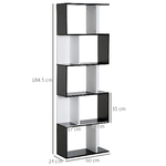 HOMCOM-Libreria-Moderna-5-Ripiani-Pratici-Finitura-Eccellente-Superficie-Liscia-e-a-Prova-di-Umidita-in-Legno-Truciolato-Nero-60×24×184.5cm