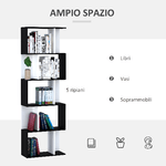 HOMCOM-Libreria-Moderna-5-Ripiani-Pratici-Finitura-Eccellente-Superficie-Liscia-e-a-Prova-di-Umidita-in-Legno-Truciolato-Nero-60×24×184.5cm