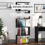 HOMCOM-Libreria-Moderna-5-Ripiani-Pratici-Finitura-Eccellente-Superficie-Liscia-e-a-Prova-di-Umidita-in-Legno-Truciolato-Nero-60×24×184.5cm