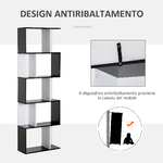 HOMCOM-Libreria-Moderna-5-Ripiani-Pratici-Finitura-Eccellente-Superficie-Liscia-e-a-Prova-di-Umidita-in-Legno-Truciolato-Nero-60×24×184.5cm