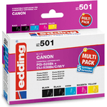 Edding cartucce per stampante edding EDD-501 2x nero ciano magenta giallo compatibili con Canon PGI-525 BK CLI