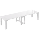 HOMCOM Tavolo da Pranzo Allungabile da 8-10 Persone in Legno e Metallo, 45-300x90x75.5 cm, Bianco Lucido