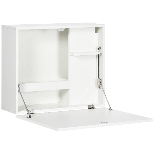 HOMCOM-Scrivania-a-Muro-Pieghevole-e-Salvaspazio-con-Ripiani-per-Casa-e-Ufficio-in-Truciolato-e-MDF-60x21.5x50-cm-Bianco
