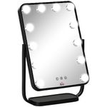 HOMCOM Specchio Trucco Illuminato Inclinabile con 12 Luci LED e Luminosit� Regolabile, 32.8Lx11x47.4cm