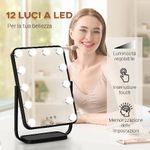 HOMCOM-Specchio-Trucco-Illuminato-Inclinabile-con-12-Luci-LED-e-Luminosita-Regolabile-32.8Lx11x47.4cm