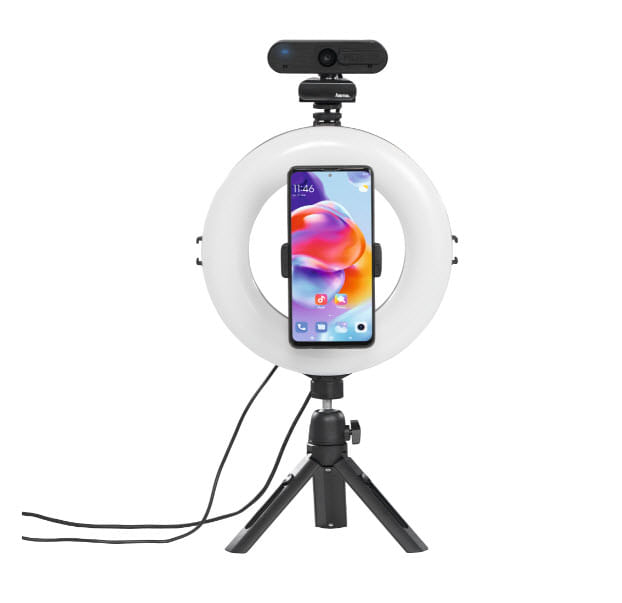 Hama-SpotLight-Smart-80-II-LED-Ring-Light-8-Ring-w--96-LEDs-Warm-White-to-Daylight-Bright-Dimmable-Remote-Control-Tripod