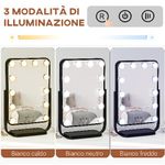 HOMCOM-Specchio-Trucco-Illuminato-Inclinabile-con-12-Luci-LED-e-Luminosita-Regolabile-32.8Lx11x47.4cm