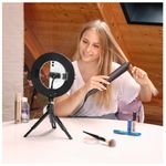 Hama-SpotLight-Smart-80-II-LED-Ring-Light-8-Ring-w--96-LEDs-Warm-White-to-Daylight-Bright-Dimmable-Remote-Control-Tripod