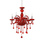 Ideal Lux Sospensione Contemporanea Giudecca Metallo-Cristallo Rosso 6 Luci E14