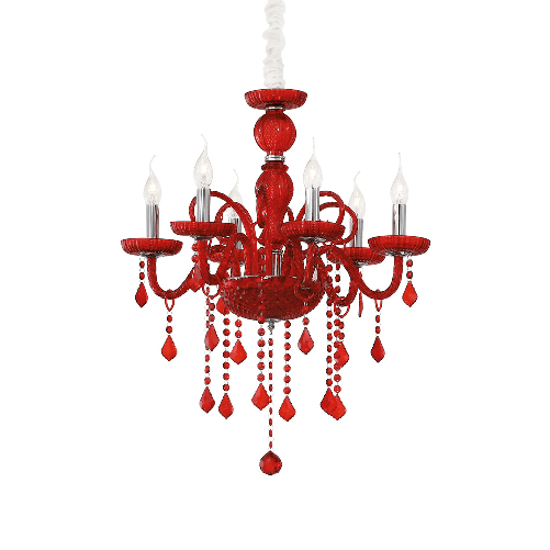 Sospensione-Contemporanea-Giudecca-Metallo-Cristallo-Rosso-6-Luci-E14