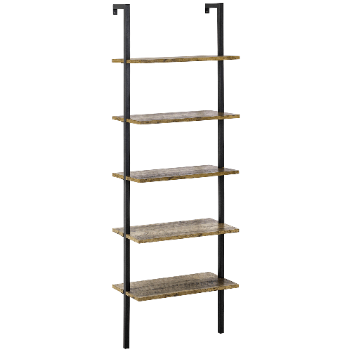 HOMCOM-Libreria-a-Scala-con-5-Ripiani-in-Stile-Industriale-in-Legno-e-Metallo-60x30x184.5cm-Marrone