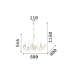 Lampadario-Shabby-Chic-Provenzale-Corte-Metallo-Bianco-8-Luci-E14