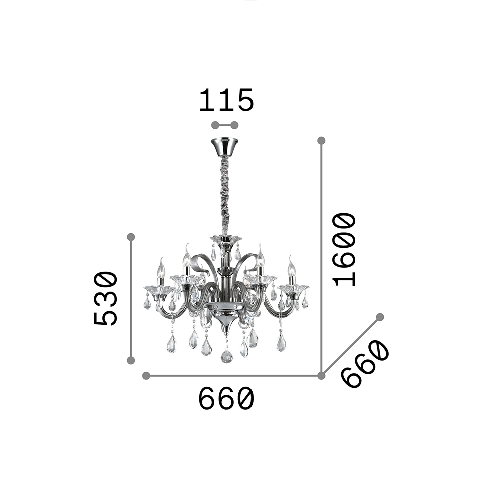 Lampadario-Classico-Colossal-Metallo-Cristallo-Avorio-6-Luci-E14