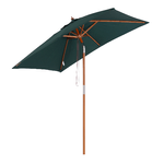 Outsunny Ombrellone da Giardino 2x1.5 m Inclinabile a 6 Stecche con Palo in Legno e Apertura a Corda, Verde