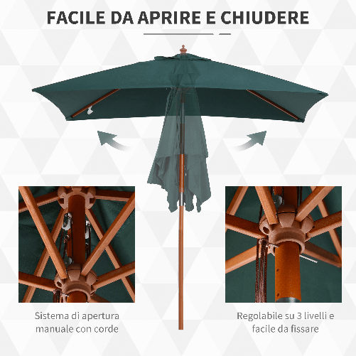 Outsunny-Ombrellone-da-Giardino-2x1.5-m-Inclinabile-a-6-Stecche-con-Palo-in-Legno-e-Apertura-a-Corda-Verde