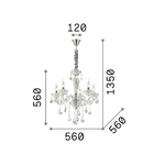 Lampadario-Classico-Tiepolo-Vetro-Trasparente-5-Luci-E14