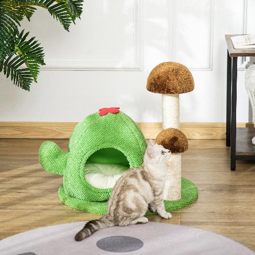 PawHut-Cuccia-Tiragraffi-a-Forma-di-Cactus-per-Gatti-Fino-4.5kg-54x54x52cm---Multicolore