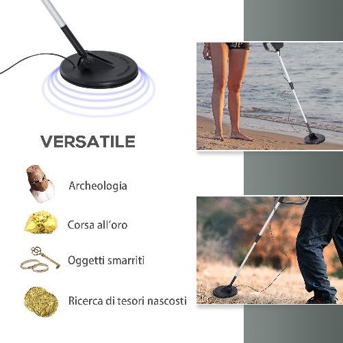 Outsunny-Metal-Detector-Cercametalli-2-Modalita-Bobina-Impermeabile-con-Attacco-Cuffia-13×24×77.5-105cm-Nero