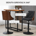 HOMCOM-Set-2-Sgabelli-da-Bar-Girevoli-ad-Altezza-Regolabile-per-Cucina-e-Soggiorno-47.5x50x93.5-116-cm-Nero-e-Noce