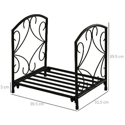 Outsunny-Portalegna-per-Camino-da-Interno-ed-Esterno-in-Metallo-con-Base-Rialzata-per-50kg-di-Legna-39.5x31.5x39.5cm---Nero