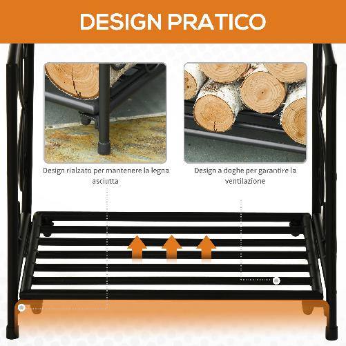 Outsunny-Portalegna-per-Camino-da-Interno-ed-Esterno-in-Metallo-con-Base-Rialzata-per-50kg-di-Legna-39.5x31.5x39.5cm---Nero