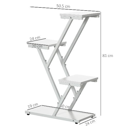 Outsunny-Scaletta-Portavasi-a-4-Livelli-per-Interni-ed-Esterni-in-MDF-e-Acciaio-50.5x24x81-cm-Bianco