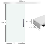 HOMCOM-Porta-Scorrevole-Interna-in-Vetro-Smerigliato-con-Binario-B1-e-Maniglia-per-Bagno-Cucina-Studio-Vetro-205x-102.5x-08cm