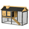PawHut-Conigliera-da-Esterno-a-2-Livelli-in-Legno-di-Abete-e-Acciaio-con-Vassoio-Rimovibile-120x55.5x80-cm