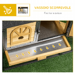 PawHut-Conigliera-da-Esterno-a-2-Livelli-in-Legno-di-Abete-e-Acciaio-con-Vassoio-Rimovibile-120x55.5x80-cm