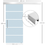 HOMCOM-Porta-Scorrevole-Interna-in-Vetro-Smerigliato-e-Satinato-con-Binario-B2-e-Maniglia-per-Bagno-Cucina-Studio-Vetro-205x-102.5x-08cm