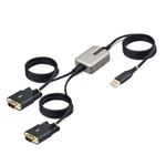 StarTech.com 2P6FFC-USB-SERIAL adattatore per inversione del genere dei cavi USB-A 2 x DB-9 RS-232 Nero Grigio (4M 2-POR