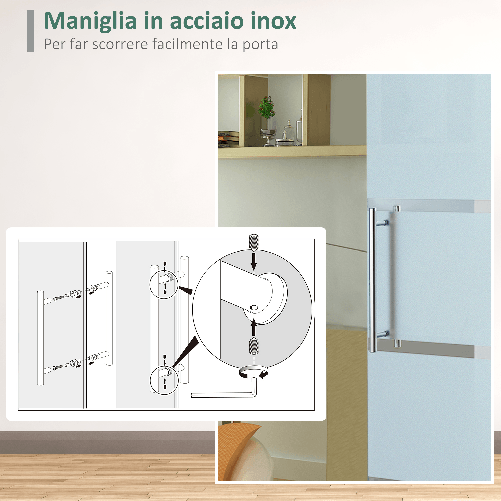 HOMCOM-Porta-Scorrevole-Interna-in-Vetro-Smerigliato-e-Satinato-con-Binario-B2-e-Maniglia-per-Bagno-Cucina-Studio-Vetro-205x-102.5x-08cm