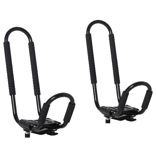 HOMCOM-Set-2-Staffe-Porta-Kayak-con-Attacco-Universale-per-Portapacchi-Adatte-per-Canoe-e-Paddleboard-Nero-46x16.5x47cm