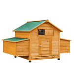 PawHut Pollaio Gabbia Ovaiole per Galline da Giardino con 2 Cassetti, Nido e Tetto da Esterno Impermeabile in Legno, 150x100x96.5 cm