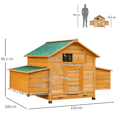 PawHut-Pollaio-Gabbia-Ovaiole-per-Galline-da-Giardino-con-2-Cassetti-Nido-e-Tetto-da-Esterno-Impermeabile-in-Legno-150x100x96.5-cm