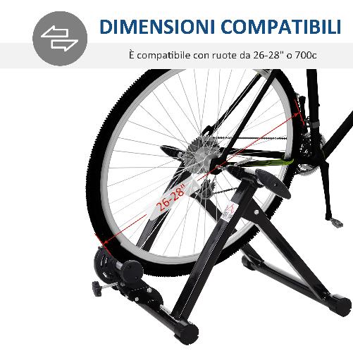 HOMCOM-Rulli-per-Bici-da-Corsa-Pieghevole-in-Acciaio-Rullo-per-Bicicletta-Allenamento-Salvaspazio-per-Casa-54.5x47.2x39.1cm-Nero