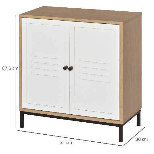 Vinsetto-Armadietto-Portadocumenti-Cassettiera-da-Ufficio-in-Legno-e-Metallo-Bianco-con-2-Ante-Ripiano-Regolabile-62x30x67.5cm