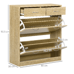 HOMCOM-Mobile-Scarpiera-in-Truciolato-con-2-Ripiani-Interni-Regolabili-e-2-Cassetti-80x30x91.5-cm