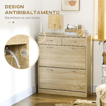 HOMCOM-Mobile-Scarpiera-in-Truciolato-con-2-Ripiani-Interni-Regolabili-e-2-Cassetti-80x30x91.5-cm