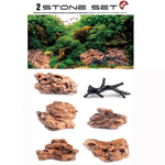 Haquoss stone set 2 decorazioni acquari rocce e tronchi dark brown di marvellous decor