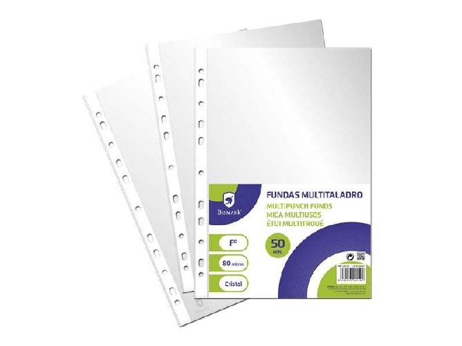 Bismark-Confezione-da-50-Copertine-Multiforate-Formato-Folio-80-Micron---Finitura-Crystal---Ideale-per-Cartelle-con-Mecc