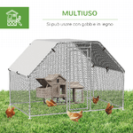 Pawhut-Recinto-per-Galline-in-Metallo-Galvanizzato-e-Tessuto-Oxford-con-Porta-con-Blocco-280x193.5x195-cm