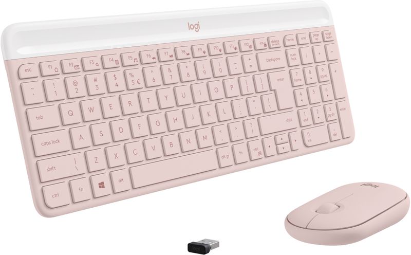 Logitech-MK470-Slim-Combo-tastiera-Mouse-incluso-RF-Wireless-QWERTY-US-International-Rosa