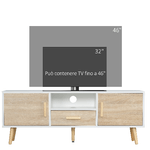 HOMCOM-Mobile-TV-Basso-per-TV-max-46--con-Ripiano-Aperto-Cassetto-e-2-Armadietti-in-Truciolato-e-Pino-140x40x55.3-cm